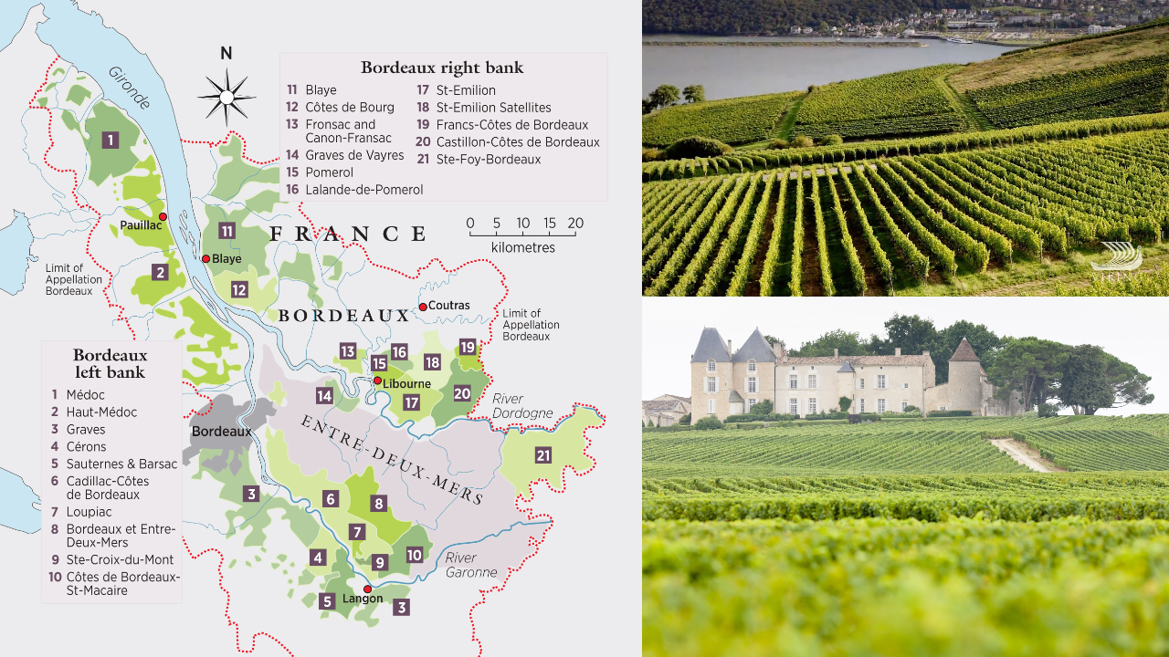 Harta regiunea viticola Bordeaux